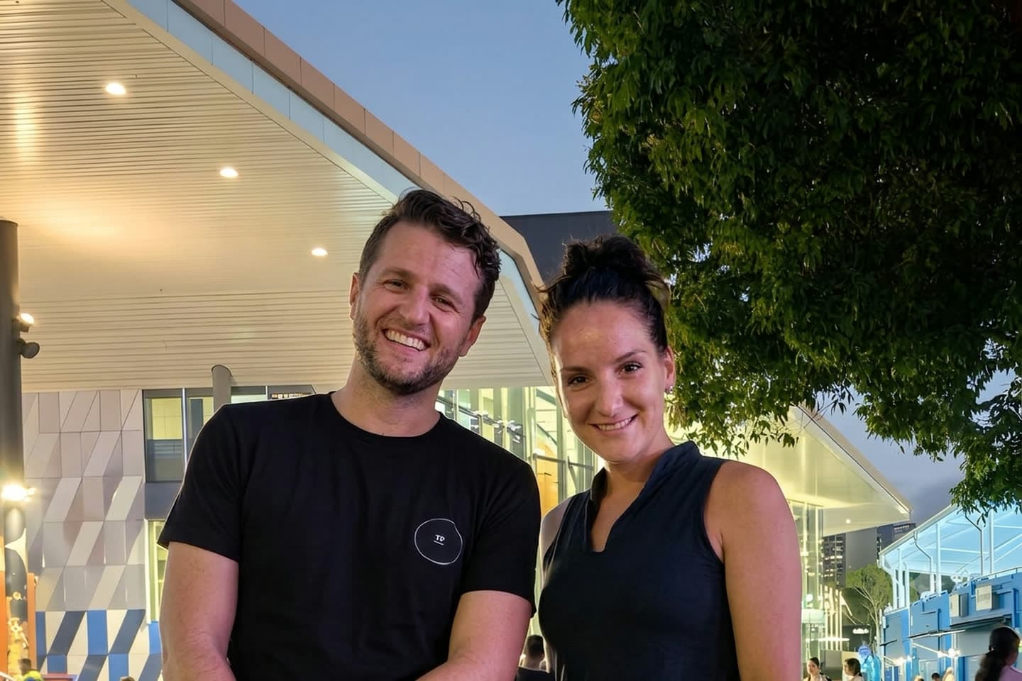 Gold Token holder Thomas posing with Darja Semenistaja at the Australian Open